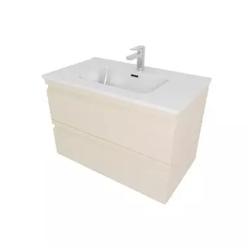 Тумба с раковиной AQUATEK Вега 80 подвесная, 2 ящика, капучино светлый
