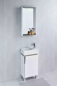 Тумба с раковиной Aquaton Бэлла 45 белый - светлое дерево