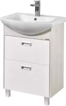 Тумба с раковиной Aquaton Бекка 60 белый - светлое дерево