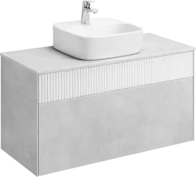 Тумба с раковиной Aquaton Марбл 100 белый-серый