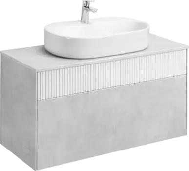 Тумба с раковиной Aquaton Марбл 100 белый-серый
