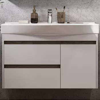 Тумба с раковиной AQUATON Нортон 100, подвесная, белый глянец