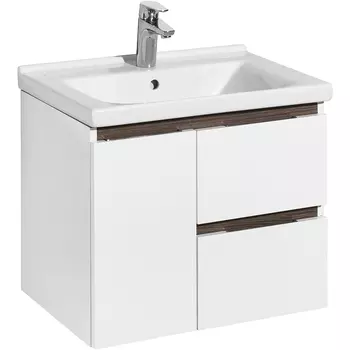 Тумба с раковиной Aquaton Рене 60 белый, темное дерево, грецкий орех