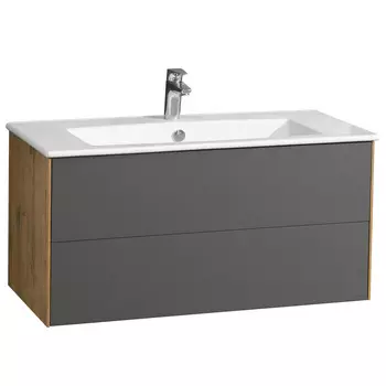 Тумба с раковиной Aquaton Сохо 100 серый-светлое дерево