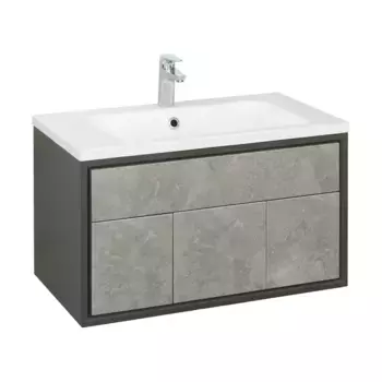 Тумба с раковиной Aquaton Уэльс 80 серый-черный матовый