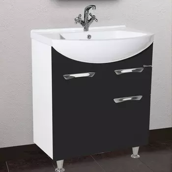 Тумба с раковиной Bellezza Альфа 65 черная с ящиком