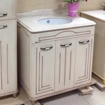 Тумба с раковиной Bellezza Аллегро Люкс 100 бежевая патина темный орех