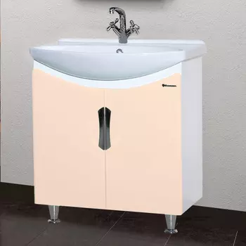 Тумба с раковиной Bellezza Лагуна 65 прямая бежевая