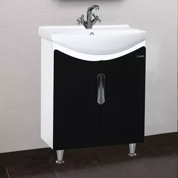 Тумба с раковиной Bellezza Лагуна 65 прямая черная