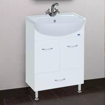 Тумба с раковиной Bellezza Уют 60 с нижним ящиком белая