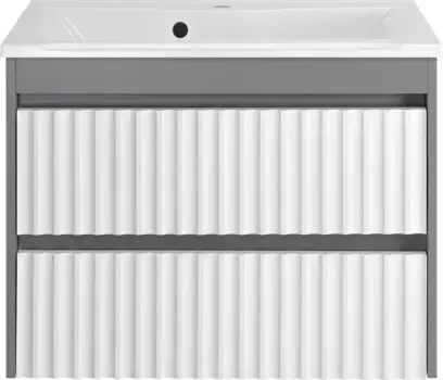 Тумба с раковиной Brevita Balaton 75 подвесная белый, серый матовый