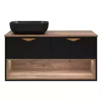 Тумба с раковиной Brevita Bergen 105 черная, темное дерево