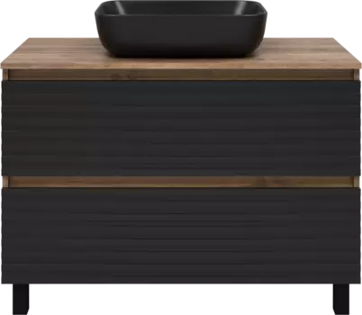 Тумба с раковиной Brevita Dakota 100 напольная, дуб галифакс олово, черный кварц