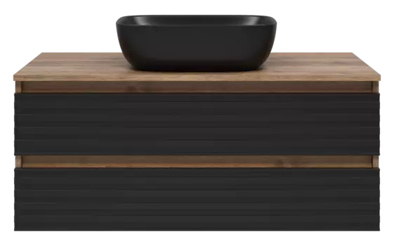Тумба с раковиной Brevita Dakota 100 подвесная черный, темное дерево