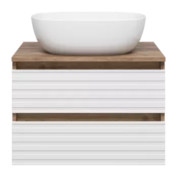 Тумба с раковиной Brevita Dakota 60 подвесная белый, темное дерево