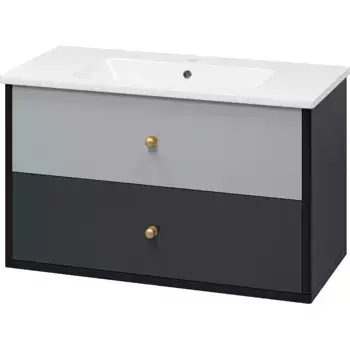 Тумба с раковиной Brevita Кристиан 100 черная, серая