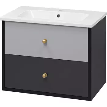 Тумба с раковиной Brevita Кристиан 80 черная, серая