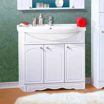 Тумба с раковиной Бриклаер Лючия 90 белый глянец