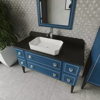 Тумба с раковиной Caprigo Metropol 125 синий матовый, морская волна