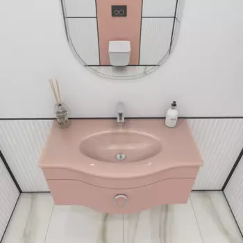 Тумба с раковиной Caprigo Nokturn 90 розовый глянцевый, пудра