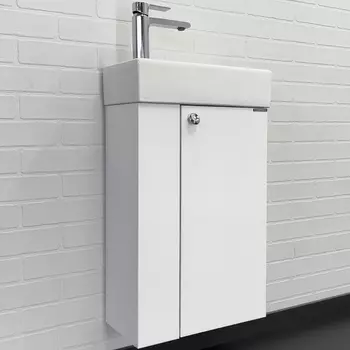 Тумба с раковиной Comforty Асти 40 белый глянец