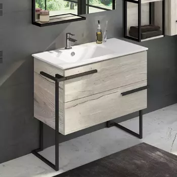 Тумба с раковиной Comforty Дюссельдорф 90, напольная, дуб дымчатый