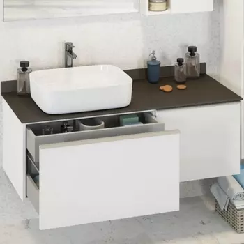 Тумба с раковиной Comforty Милан 120 белая глянцевая