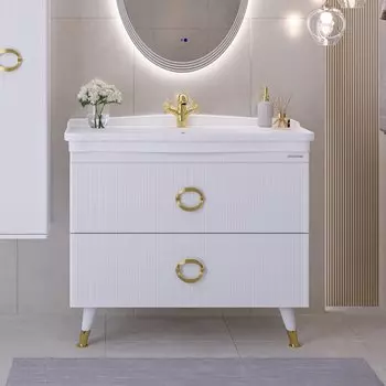 Тумба с раковиной Grossman Атрио 105 белый глянец