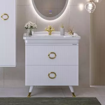 Тумба с раковиной Grossman Атрио 85 белый глянец