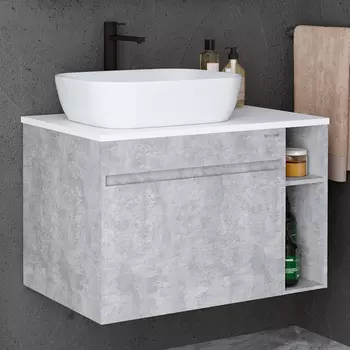 Тумба с раковиной Grossman Фалькон 80 бетон, раковина GR-3020