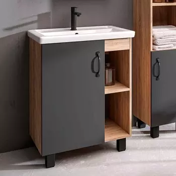 Тумба с раковиной Grossman Флай 60 дуб сонома, серая