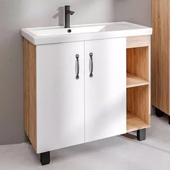 Тумба с раковиной Grossman Флай 80 дуб сонома, белая