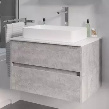 Тумба с раковиной Grossman Эдванс 80 цемент светлый, раковина GR-3031