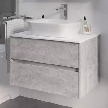 Тумба с раковиной Grossman Эдванс 80 цемент светлый, раковина GR-3020