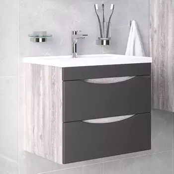 Тумба с раковиной Grossman Талис 60 бетон пайн, графит