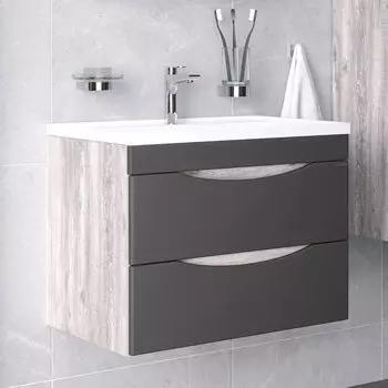 Тумба с раковиной Grossman Талис 70 бетон пайн, графит