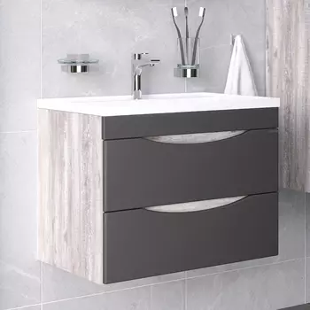 Тумба с раковиной Grossman Талис 80 бетон пайн, графит