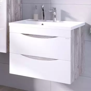 Тумба с раковиной Grossman Талис 80 бетон пайн, белый глянец