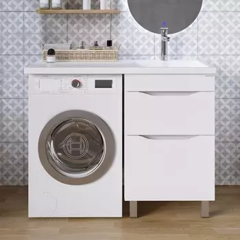 Тумба с раковиной Grossman Вилар 110 R белая, под стиральную машину