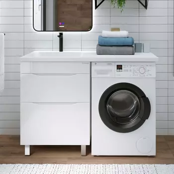 Тумба с раковиной Grossman Вилар 120 L белая, под стиральную машину
