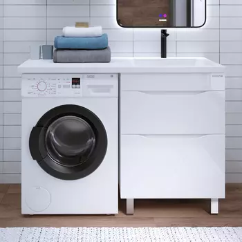 Тумба с раковиной Grossman Вилар 120 R белая, под стиральную машину