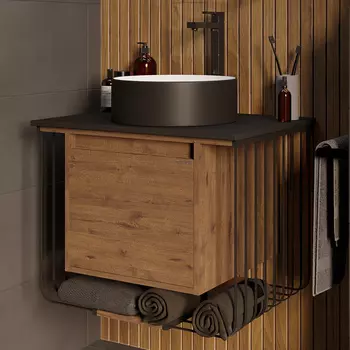 Тумба с раковиной Grossman Винтаж 70 веллингтон, металл черный, раковина GR-4040BW