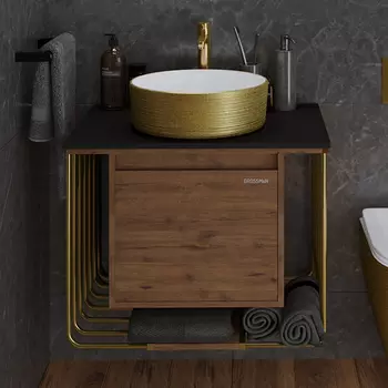 Тумба с раковиной Grossman Винтаж 70 веллингтон, металл золото, раковина GR-5010GW