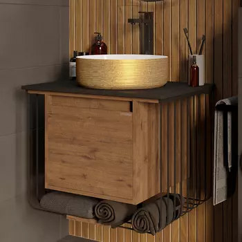 Тумба с раковиной Grossman Винтаж 70 веллингтон, металл черный, раковина GR-5010GW