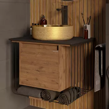 Тумба с раковиной Grossman Винтаж 70 веллингтон, металл черный, раковина GR-5010GG