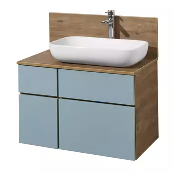 Тумба с раковиной и столешницей Aquaton Мишель 80 светлое дерево-голубой