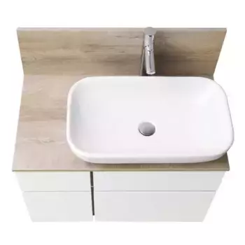 Тумба с раковиной и столешницей Aquaton Мишель 100 белый-светлое дерево