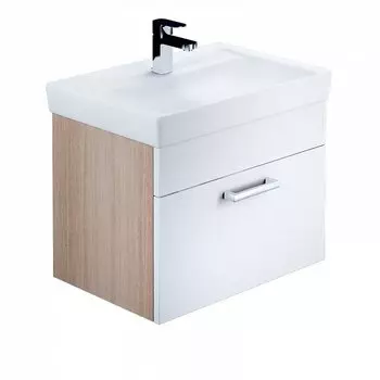 Тумба с раковиной IDDIS Mirro 60 подвесная белая/под дерево (MIR60W0i95K)