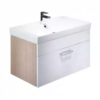 Тумба с раковиной IDDIS Mirro 80 подвесная белая/под дерево (MIR80W0i95K)