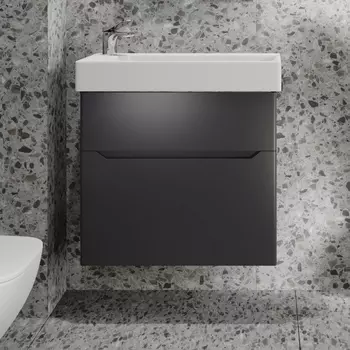 Тумба с раковиной Jorno Folk 65, подвесная, антрацит